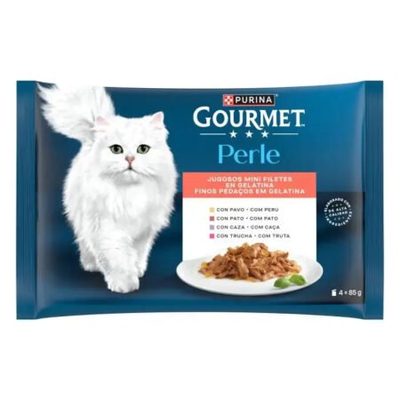 PURINA® GOURMET® Perle ALIMENT HUMIDE CHAT Fines feuilles de gélatine variées 4x85G