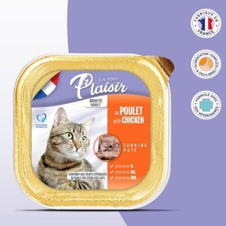 Plaisir Barquette 100g de pâté au POULET (convient pour chat stérilisé)