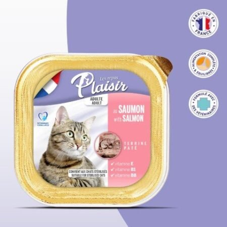 Plaisir Barquette 100g de pâté au SAUMON (convient pour chat stérilisé)