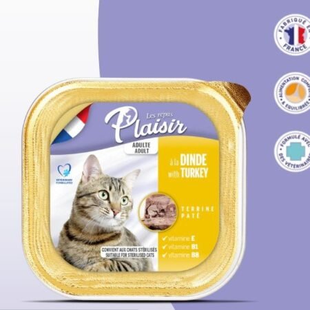 Plaisir Barquette 100g de pâté au Dinde (convient pour chat stérilisé)