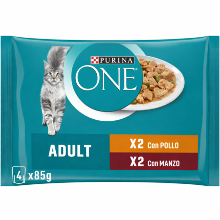 Purina ONE Adult Sachets Fraîcheur Pour Chat Poulet et Boeuf 4×85 g