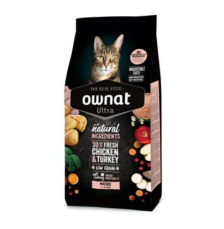 Ownat Ultra Mature Pour Chat Stérilisé Faible en Graines avec Poulet & Dinde 3kg