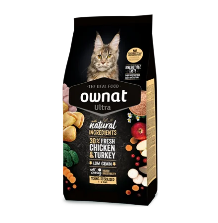 Ownat Ultra Jeune (1-6 ans) Pour Chat Stérilisé Faible en Graines avec Poulet & Dinde 3kg